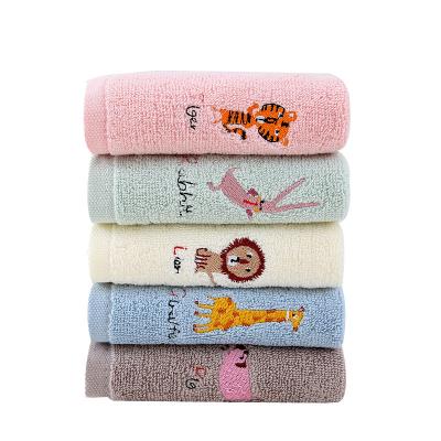 China QUICK DRY All Cotton 32 Strand Square Towel Single Crochet Embroidered Towel Kindergarten Kindergarten Baby Towel Small for sale