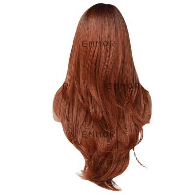 China European and American Water Wave Partial Scottish Gradient Strokes Wig Straight Hair Tail Curl Orange Wig Long for sale