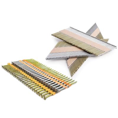 China Flat Assembled Strip Nails Framing Nails 34 Degree 75mm Umbrella Head Covering Strip Paper Nails for sale