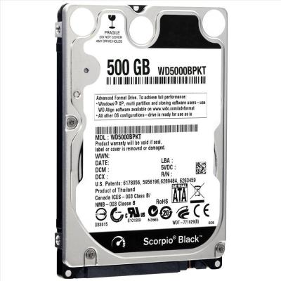 China Hoge snelheid 7200rpm 500GB-de zwarte van de Harde schijfaandrijving 2.5inch/Laptop HDD WD5000bpkx Te koop