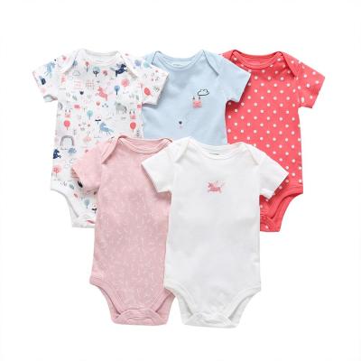 China Wholesale Price High Quality Short Sleeve Crawling Suit Summer Knitted 100% Cotton Triangle Rompers For Newborn Baby for sale