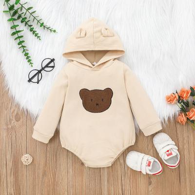 China 100% Cotton Baby Wear Clothes Autumn Hooded Romper Long Sleeve Boy's Jumpsuit for sale