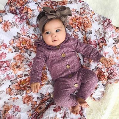 China High Quality Hooded Single Breasted Full Sleeve Cotton Baby Rompers Newborn Neutral Solid Color Baby Clothes Free Time for sale