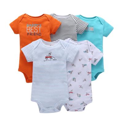 China Custom Organic Printing Summer Short Sleeve Costume Clothes Girls Boys Baby Romper Sets 100% Cotton Infant Jumpsuit Newborn Clothing Pajamas for sale