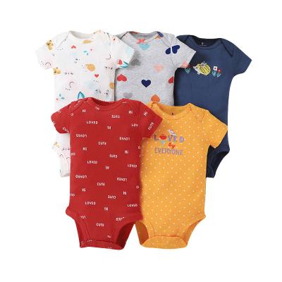 China China factory baby jumpsuit short sleeve cartoon printed cotton cute unisex triangle summer newborn baby rompers for sale