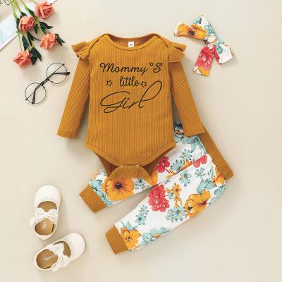 China 95% Cotton Newborn Girl Clothes Set Ins Hot Sale Spring Suit 2 Piece Pants Set Quality Baby Romper for sale