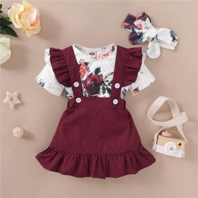 China Anti-static 2 piece set girl boutique clothing short set knit jumpsuit girl summer dress child clothing for sale