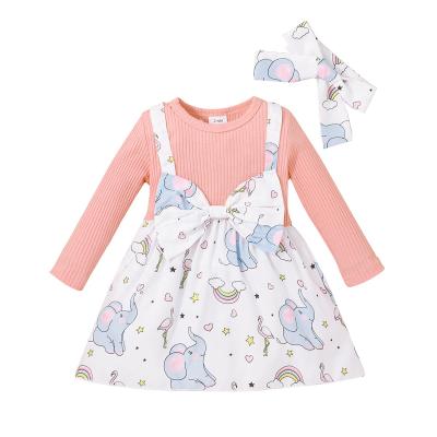 China Boutique Washable Infant Children's New Summer Suspender Dress New Summer Long Sleeve Dress Flower Skirt Boutique Lovely for sale