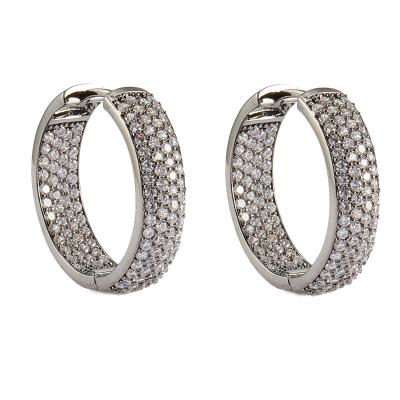 China Amazon Hot Sale CLASSIC Black Gun Plated Full Circle Huggie Hoop Earrings Cubic Zircon Hoop Earrings Full for sale