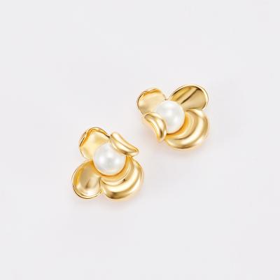 China 2021 FASHIONABLE hot western punk high flower stud earrings metal polished flower wrapped earrings for women for sale