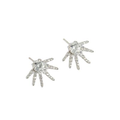 China Cute Hypoallergenic 925 Silver Needle Stud Earrings Wedding Micro Pave Cubic Zirconia Earrings for sale