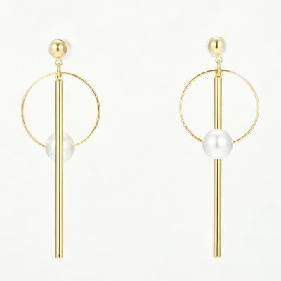 China Fashion CLASSIC Korean Jewelry Wholesale Pearl Earrings Studs Geometric Gold Plated Pearls Studs Drop for sale