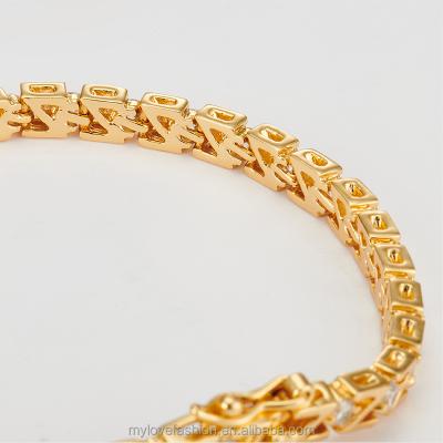 China Lead Lab Crystal Diamond Chain Tennis Bracelet Gold Silver Color Zircon Jewelry Hip Hop Bracelet for sale