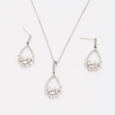 China CLASSIC 925 Sterling Silver Jewelry Set Water Drop Micro Zircon Earrings Necklace Jewelry Sets For Wedding for sale