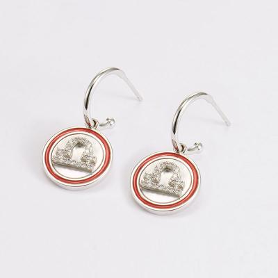 China FASHIONABLE New Design Custom 925 Sterling Silver Zodiac Hoop Earrings Multi Enamel Horoscope Dangle Earrings for sale