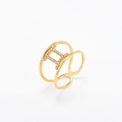 China High Polished 18K Gold Plated Brass 12 Constellations Horoscope Ring Cancer Zodiac Sign Finger Rings For Birthday for sale