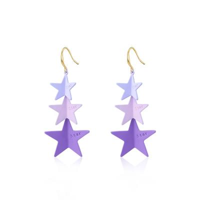 China Wholesale Christmas TRENDY Gift Drop Dangle Earrings Star Circle Colorful Spray Earrings For Girls for sale