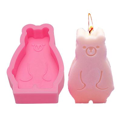 China New Fashion Cartoon Lovely Bear Shape Silicone DIY Incense Gypsum Plaster Resin Viable Car Ornament Foam Loaf Candle Mold for sale