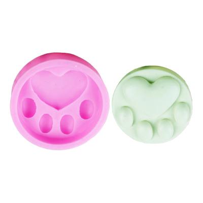 China Viable Factory Set Cartoon Heart Bear Paw Shape Silicone DIY Resin Popsicle Clay Popsicle Round Gypsum Candle for sale