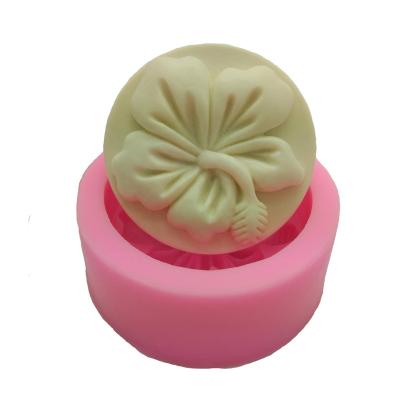 China Factory viable classic round 1 DIY plaster resin gypsum hibiscus lily shape silica gel clay ornament soap pendant mold for sale