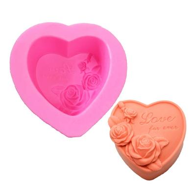 China Viable Plant Heart Set 2 Nice Cheap Roses 1 DIY Plaster Resin Bud Surface Silicone Incense Pendant Soap Mold for sale