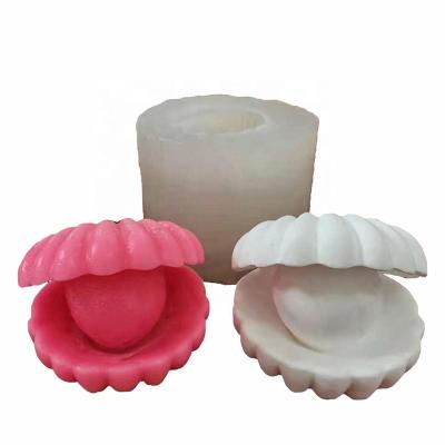 China Factory A Large Viable Smooth Delicate Silicone Incense Plaster Gypsum Resin Ornament Craft Wax Candle Mold Pearl 3D Scallop Shape Silicone DIY for sale