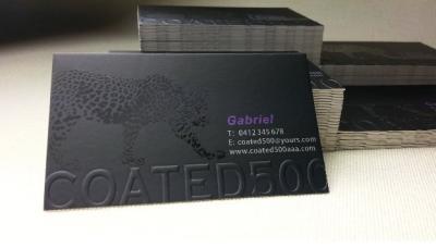 China tarjetas de visita de la casilla negra 500gsm, tarjetas de visita de seda con el punto ultravioleta en venta