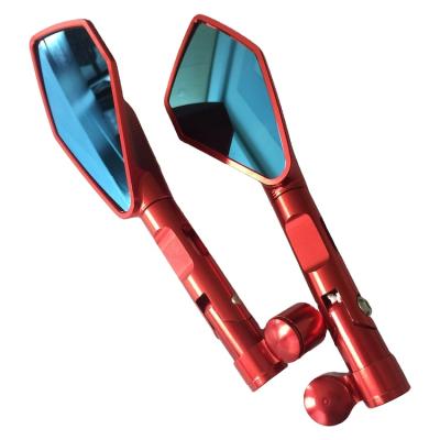 China Red Aluminum+ABS Aluminum ABS CNC Rectangle OEM Motorcycle Rear View Mirror for sale