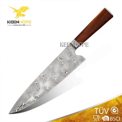 China Durable Luxury Dense Handcrafted RWL34 Damascus Steel Twist Pattern With USA Drop Ironwood Handle 8 Inch Chef Knife Collectible Knife for sale