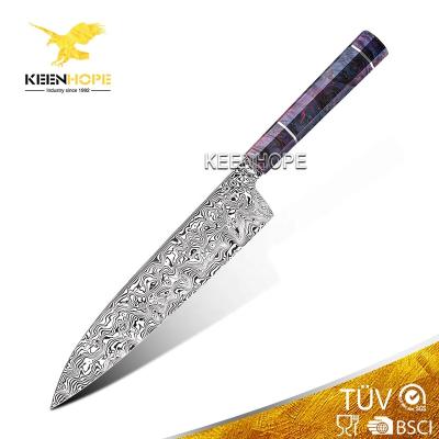 China Sustainable Luxury Damascus Knife 8 Inch Chef Knife Sweden Damasteel RWL34 Powder Steel With Stabilized Handle Collection Good Quality Knives for sale