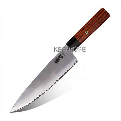 China Durable 3Layers 9Cr18MoV Plated Steel Blade Chef Knife 8 Inch Kitchen Knife Buffalo Horn USA Drop Ironwood Japanese Chef Knife for sale