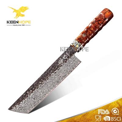 China Durable 89 Layers Damascus Steel VG10 Handmade Cleaver 8 Inch Brass Japanese Nakiri Knife Cleaver Inlayed Flaky Stone USA Abandon Ironwood for sale