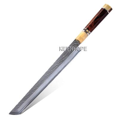 China Viable Handcrafted 103 Layers Japan Damascus SKD11 SLD Blade 270MM Sakimaru Buffalo Knife Horn 925 Silver Ironwood Ring Woolystone USA for sale