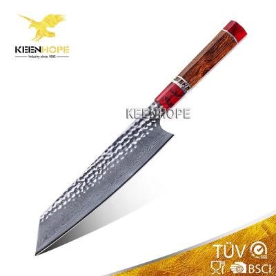 China Viable Handcrafted 89 Layers Damascus VG10 Blade 8Inch Kiritsuke Epoxy Resin 925 Ring Woolystone Silver Knife USA Drop Ironwood for sale