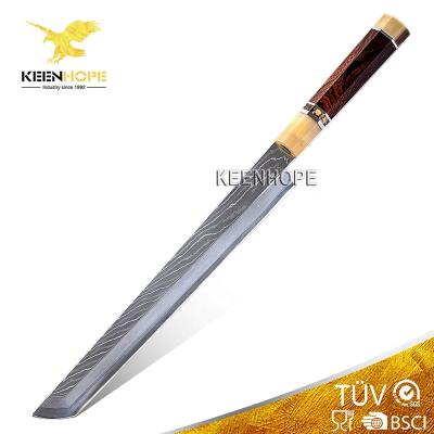 China Viable Handcrafted 103 Layers Japan Damascus SKD11 SLD Blade 270MM Sakimaru Buffalo Knife Horn 925 Silver Ironwood Ring Woolystone USA for sale