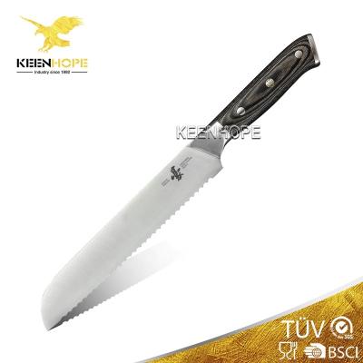 China Viable Sharp Blade 8 Inch Bread Knife Inspection Good Quality Kitchen Knife Germany 1.4116 Din 100% Stainless Steel With HEROISM 56HRC for sale