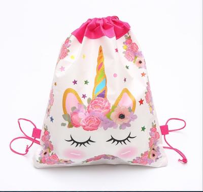 China Nonwoven Drawstring Unicorn Bag Custom Party Fabric Supplies from GiveU Party for sale