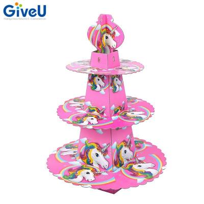 China Unicorn Party Banner Birthday Set from GiveU Unicorn Party Cup Cake Drink Stands for sale