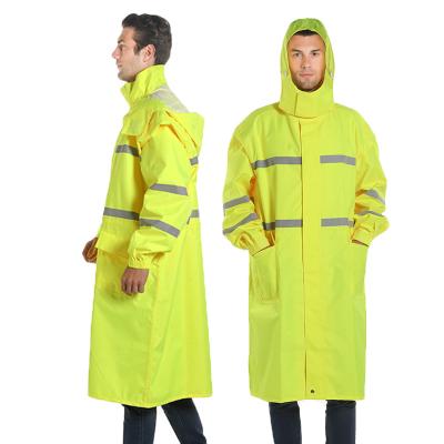 China 100% Waterproof Windproof Raincoat PU Coated Fluorescent Raincoat High Quality Premium Safety For Men for sale