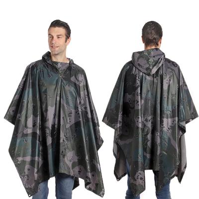 China Factory Supply Outdoor Activities 100% Rain Poncho Waterproof Camouflage 190t Direct Multifunctional Polyester Waterproof Raincoat For Outdoor for sale