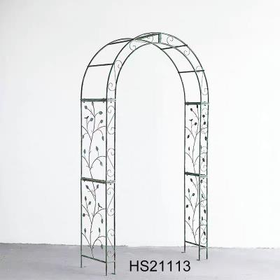 China 2021 Traditional Hot Selling Outdoor Metal Iron Rose Garden Arch With Flower Pot Holders For Wedding Decoration for sale