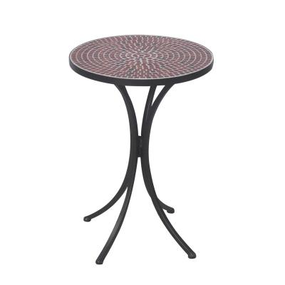 China Outdoor Furniture Mosaic Around Indoor Porch Side Balcony Rack Factory Patio Table Accent Deck Pool Decor Metal Back Cobalt for sale