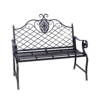 China Unique Cheap Garden Wrought Iron Metal Bench Home Design Custom Outdoor Porch Furniture Hot Sales Outdoor Bronze High Quality Bronze for sale