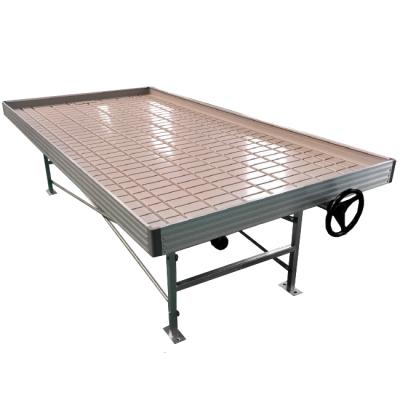 China Greenhouse Hydroponics System Greenhouse Adjustable Backflow And Flow Flood Rolling Tray Tables For Sale for sale