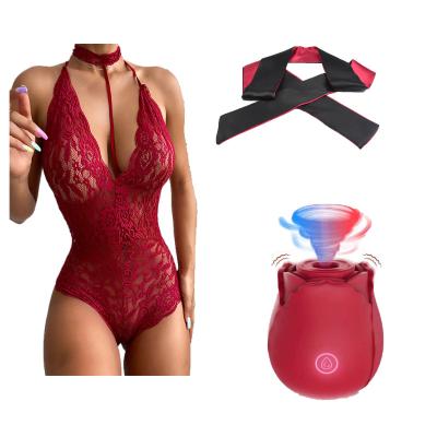 China Sexy Women Light Underwear Lace Lingerie With Rose Vibrator Valentine's Day Surprise Gift For Couples Have Fun for sale