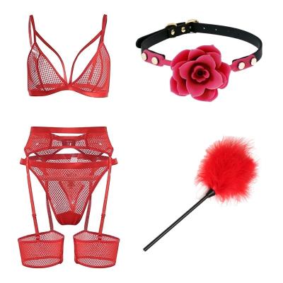 China Couple sexy lingerie set women sexy lingerie set with tease stick and mouth gag arousal adult sex costume for couples flirting for sale