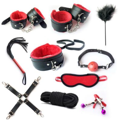 China China Leather Sex Toys Gold Supplier 10 Pieces / Set Japanese BDSM Bondage Restraints Kit For Couples for sale