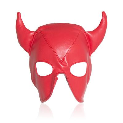 China Horn Comfortable Headgear Opening Eyes And Mouth Couples Sex Toys Prom Party Flirting Cosplay Mask For Adult for sale