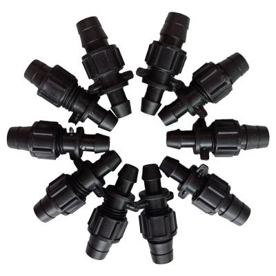 China Durable Irrigation Locknut Fittings Plastic Locknut Coupling And Through Vent For Drip Tape Connector for sale