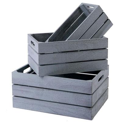 China Various Good Quality Cheap Kitchen Eco - Friendly Rustic Storage Crates Wooden Boxes for sale